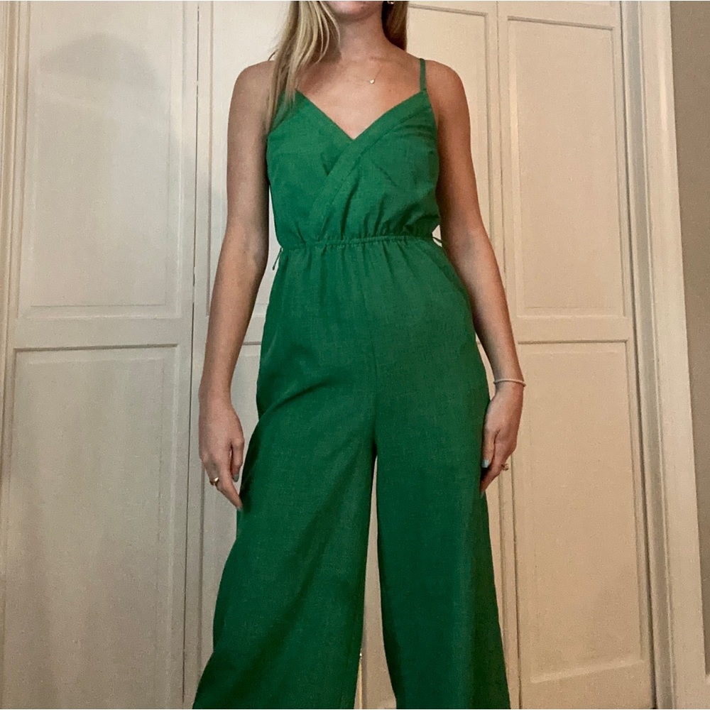 Green pantsuit